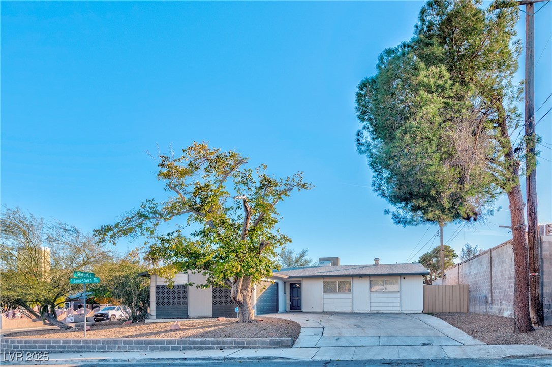 View of front of home featuring driveway