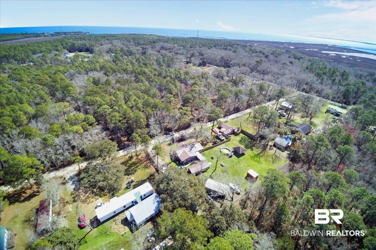 16045 Williams Street Coden, AL 36523 - Photo 10 of 15 Drone / aerial view with a water view and a forest view