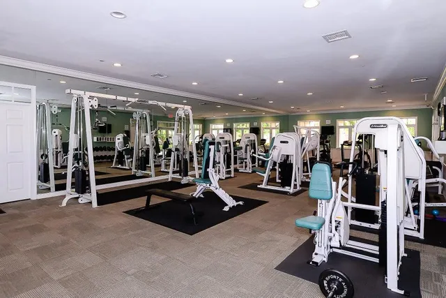 a view of a room with gym equipment