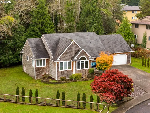 an aerial view of a house