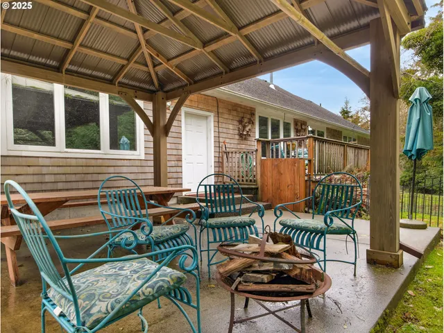 a balcony with furniture and outdoor view