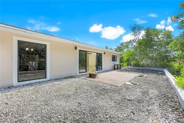 a view of a yard with a tree
