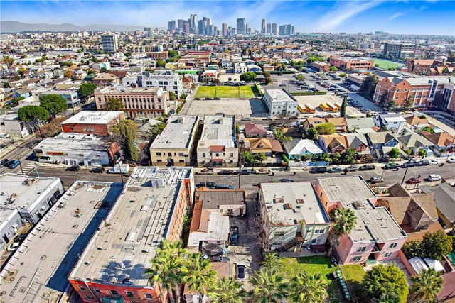an aerial view of a city