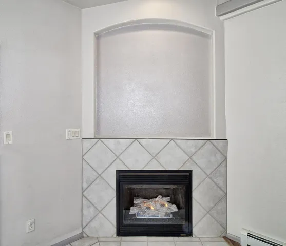 a close view of a fireplace
