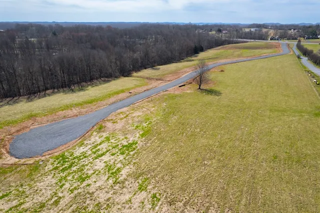 a view of a swimming pool with a yard