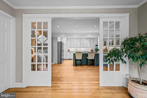 a kitchen with cabinets appliances and a counter top space