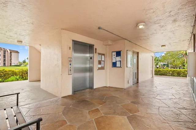 a view of a park with palm trees