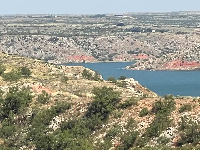a view of a lake from a yard