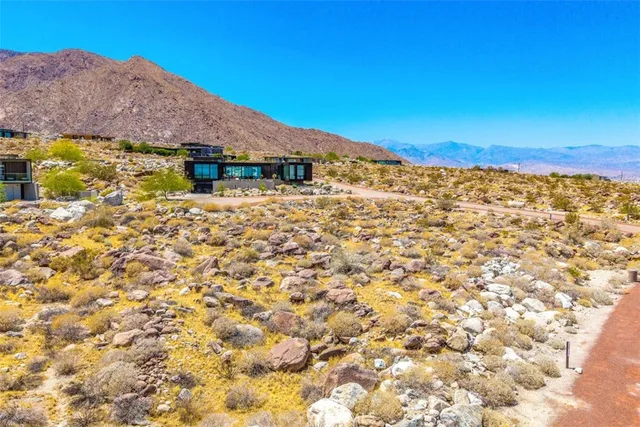 a outdoor view with a seating space