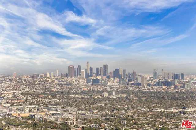 a city view with tall buildings
