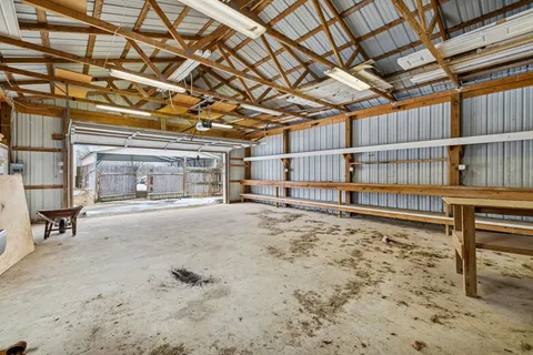 a view of a room with racks on the wall