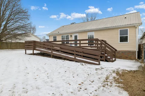 a view of a terrace with a snow