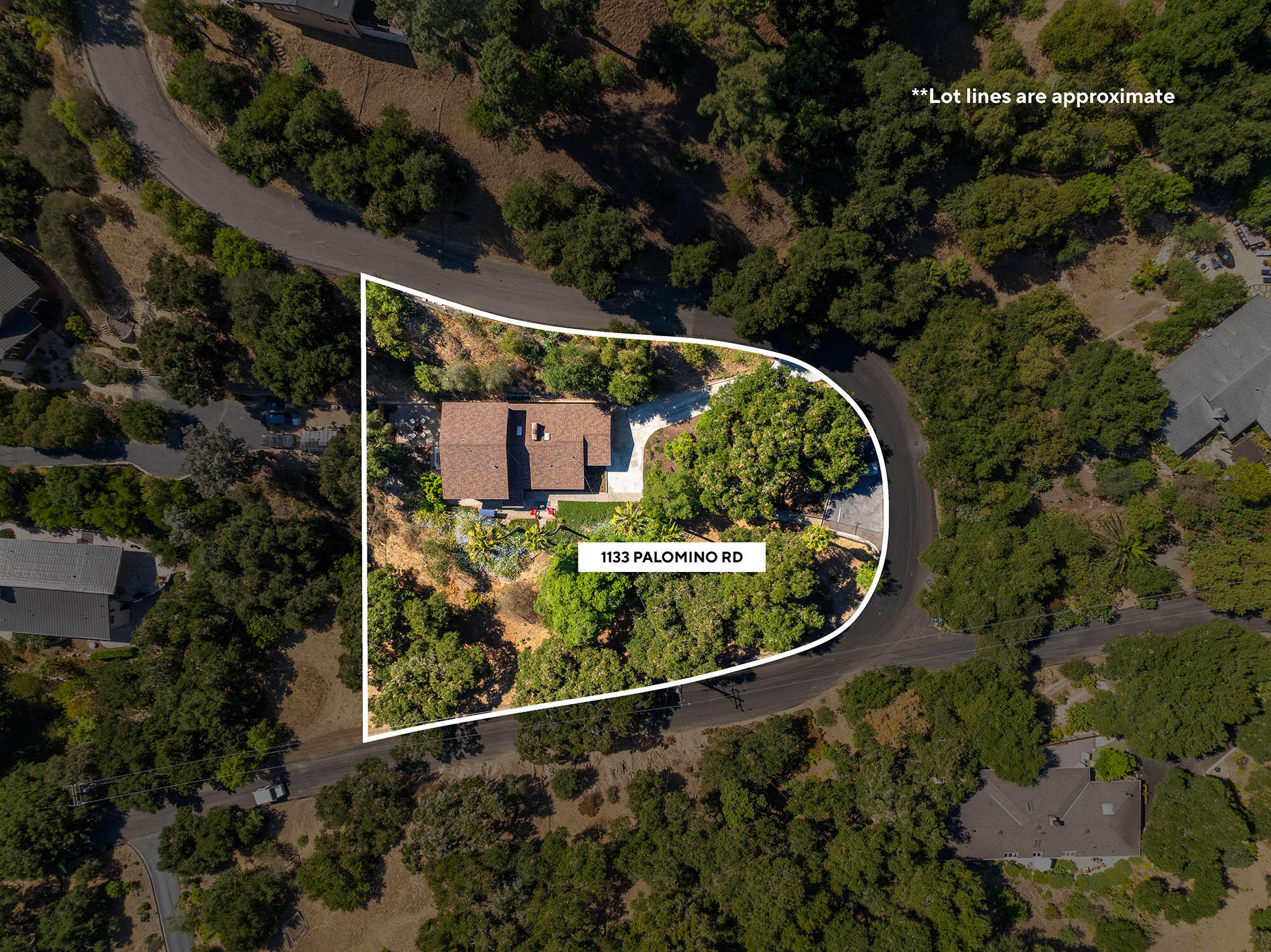 1133 Palomino Road Santa Barbara, CA 93105 - Photo 11 of 57 Aerial lot marker - 1133 Palomino Rd