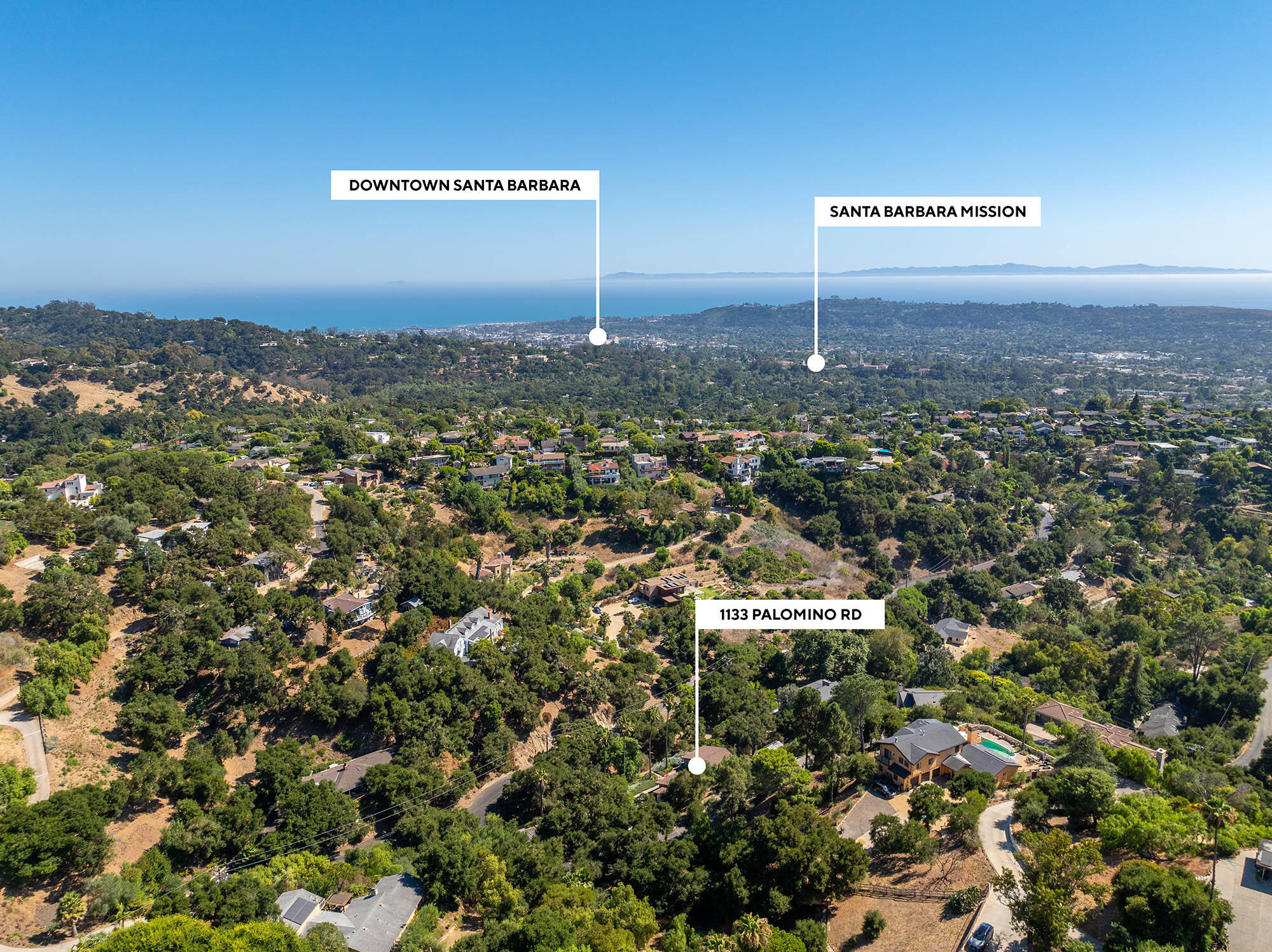 1133 Palomino Road Santa Barbara, CA 93105 - Photo 12 of 57 Aerial south Markers - 1133 Palomino Rd