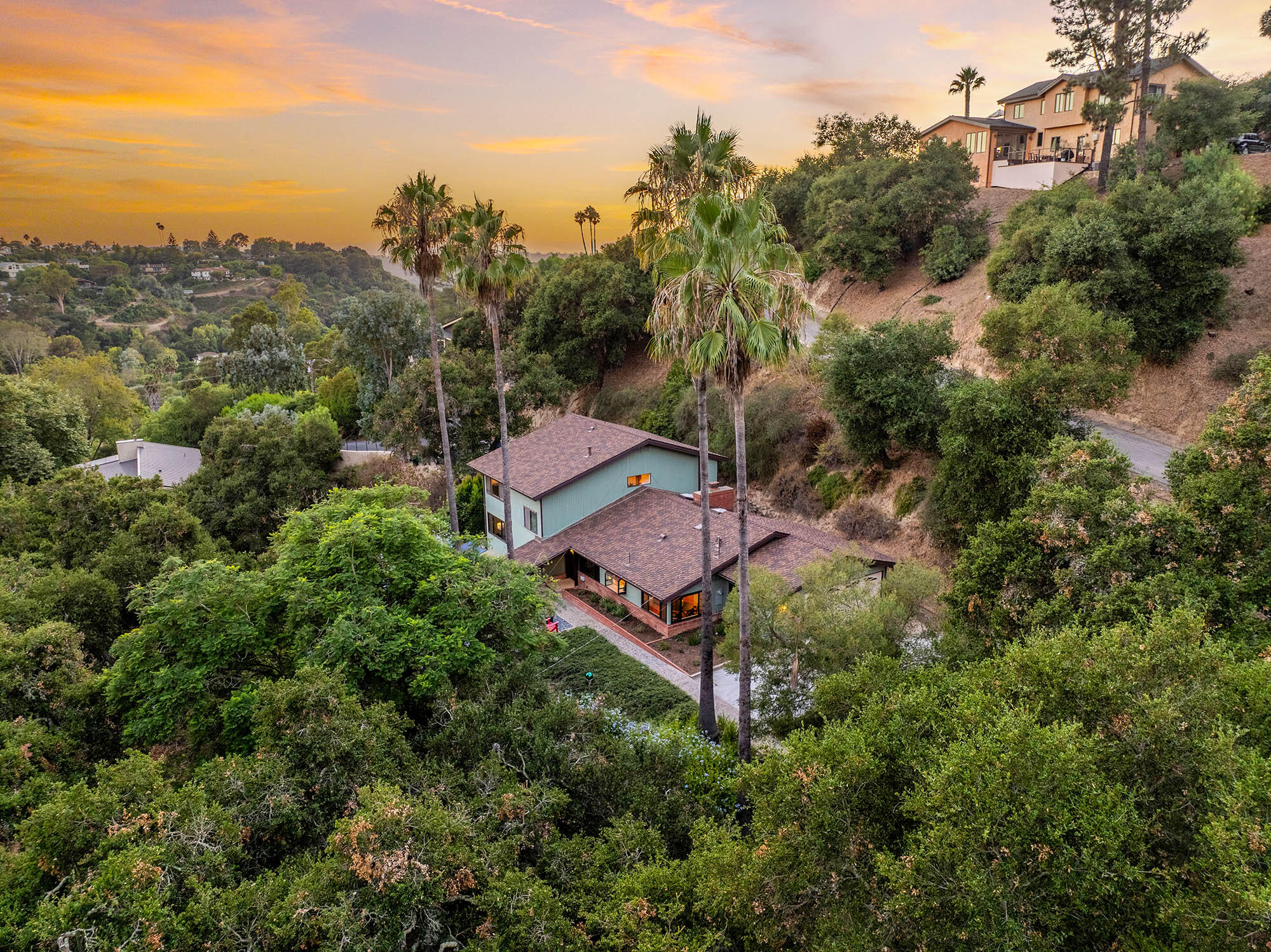 1133 Palomino Road Santa Barbara, CA 93105 - Photo 10 of 57 Twilight aerial view - 1133 Palomino Rd