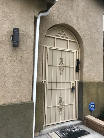 a view of wooden door