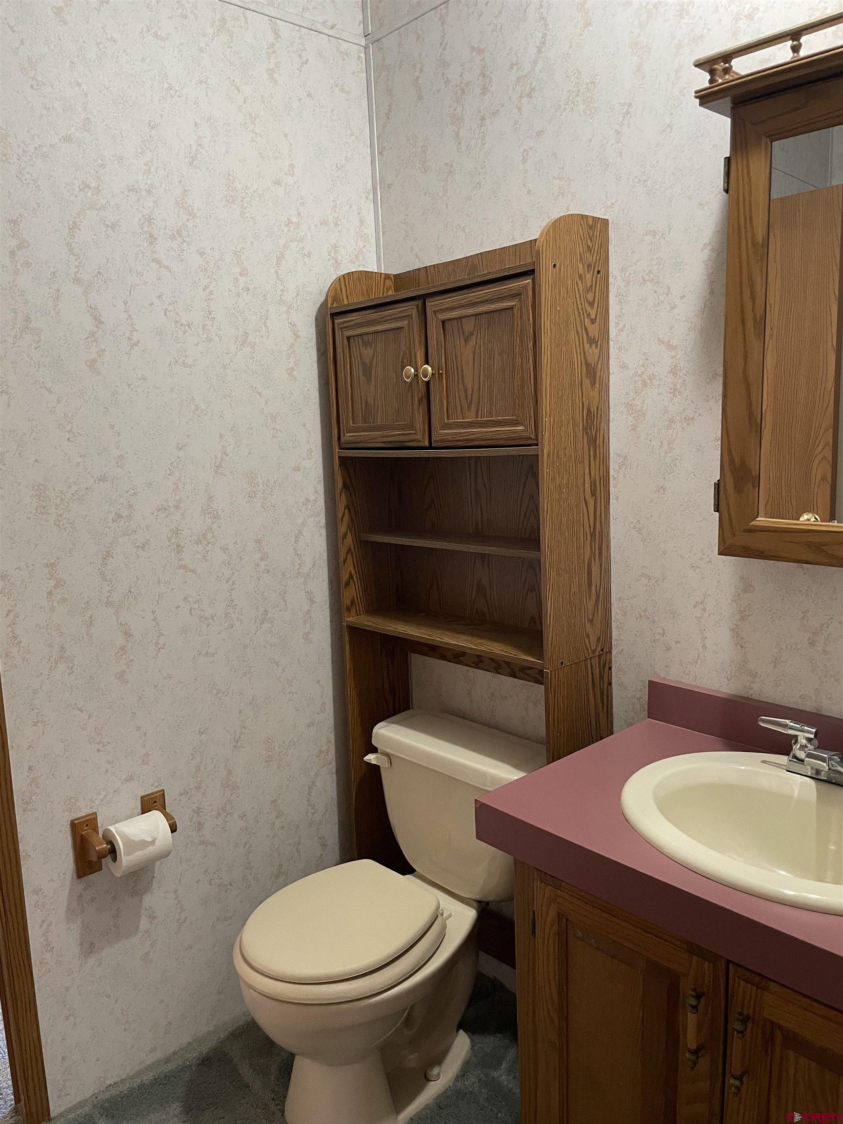 16022 B Road Delta, CO 81416 - Photo 17 of 35 a bathroom with a granite countertop toilet sink and mirror