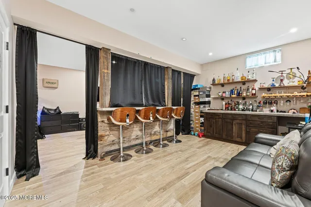 a living room with a couch and a table