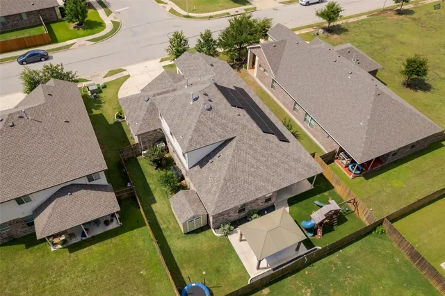 an aerial view of a house