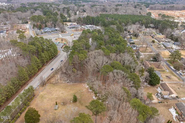 a view of a forest with a street