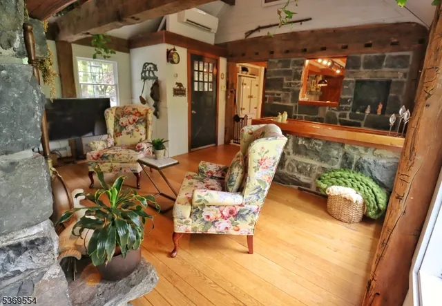 a living room with furniture