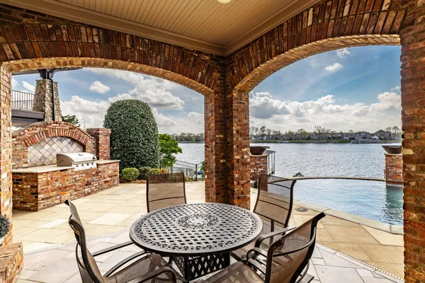 a view of a yard with plants and trees