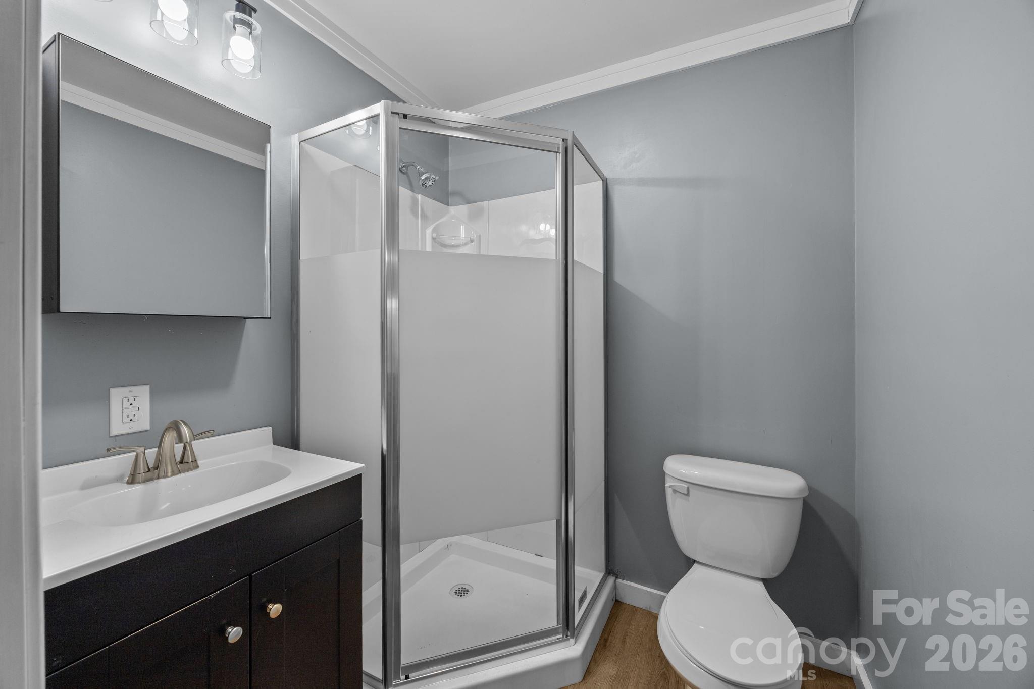 713 2nd St Place Southwest Conover, NC 28613 - Photo 13 of 31 a bathroom with a toilet sink vanity and shower