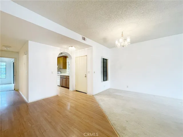 a view of a livingroom with a chandelier