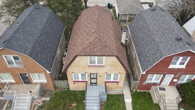 an aerial view of a house