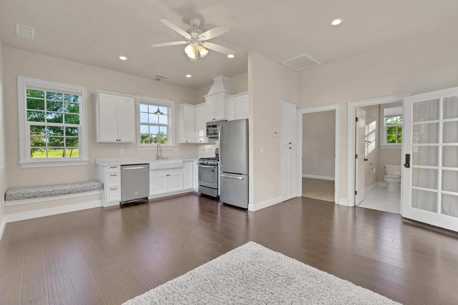 2905 Virginiatown Road Lincoln, CA 95648 - Photo 45 of 86 Guest House- Open-concept living space featuring wood-finish flooring, a contemporary ceiling fan, and recessed lighting