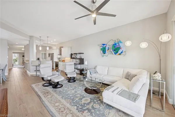 a living room with furniture and a couch