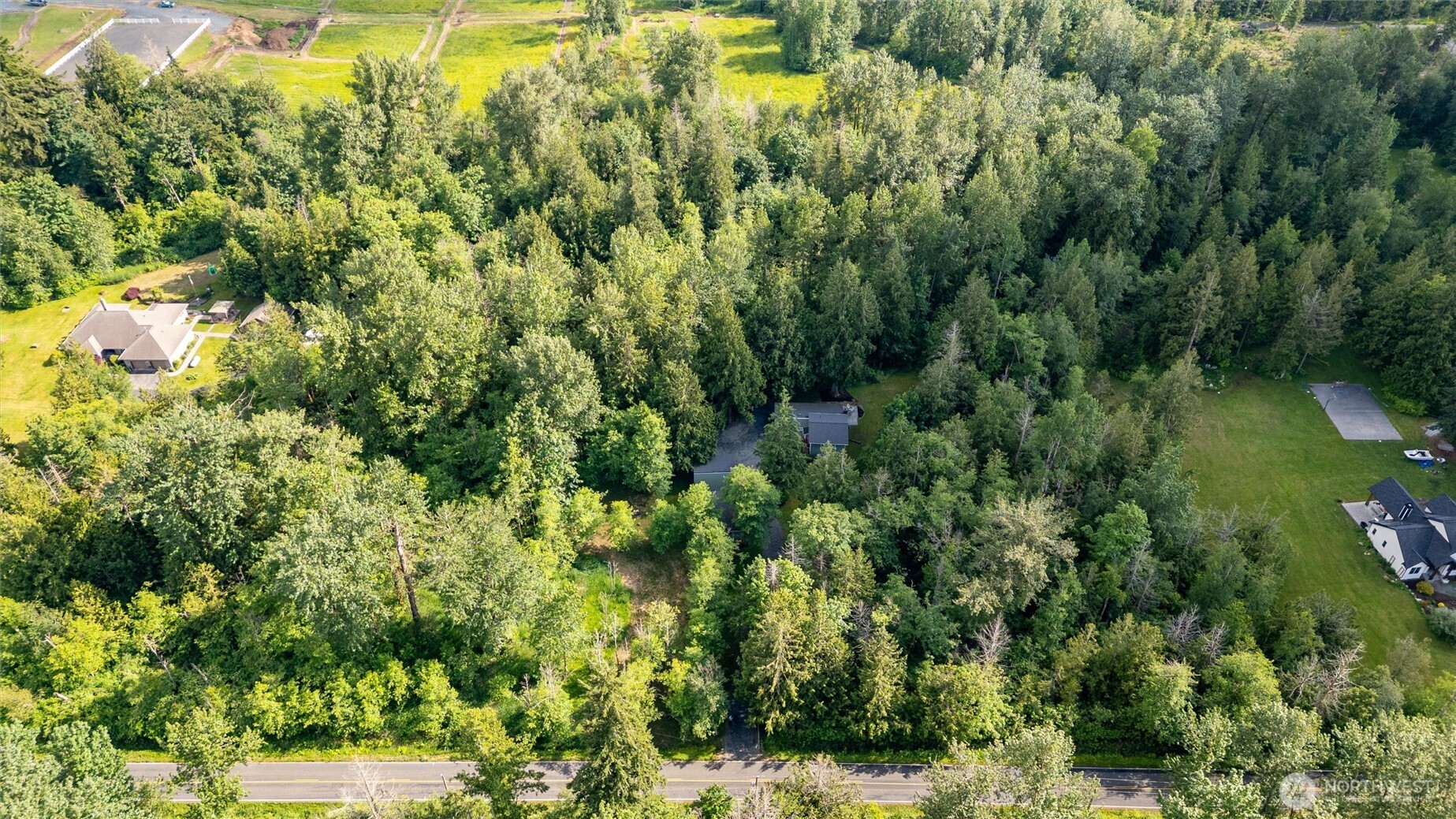 1535 Ten Mile Road Everson, WA 98247 - Photo 31 of 40 an aerial view of residential house with outdoor space and trees all around