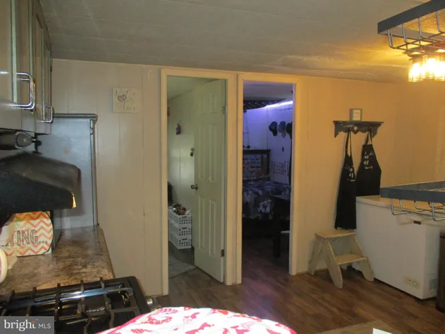 a bathroom with a mirror