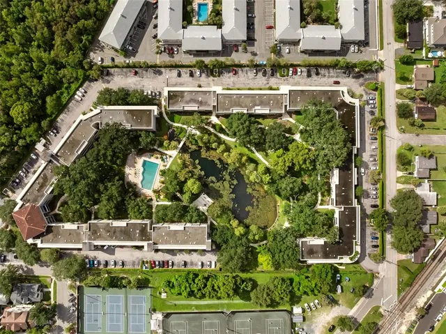 an aerial view of a house