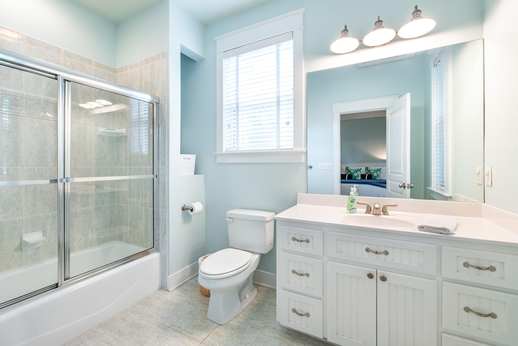 107 East Cobia Run Inlet Beach Inlet Beach, FL 32461 - Photo 13 of 33 a bathroom with a sink vanity granite toilet and a mirror