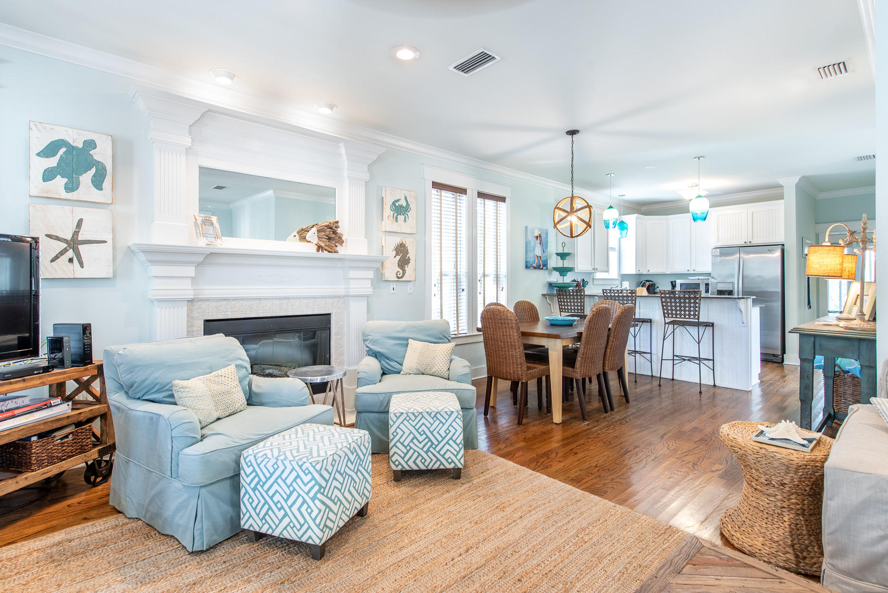 107 East Cobia Run Inlet Beach Inlet Beach, FL 32461 - Photo 3 of 33 a living room with furniture and a fireplace