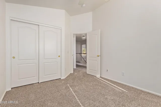 an empty room with a bathroom