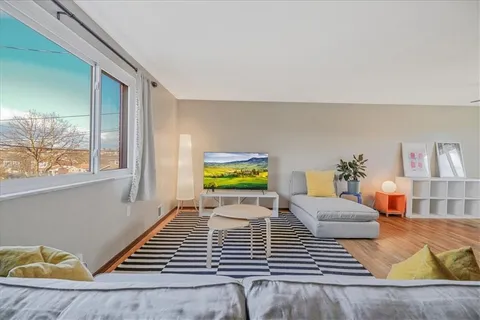 a living room with furniture and a rug