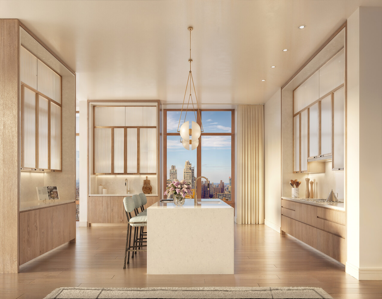 201 East 74th Street, Unit PH Manhattan, NY 10021 - Photo 4 of 17 a living room with kitchen island furniture and a window