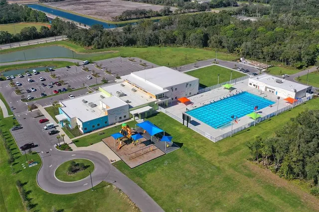 an aerial view of a house having outdoor space