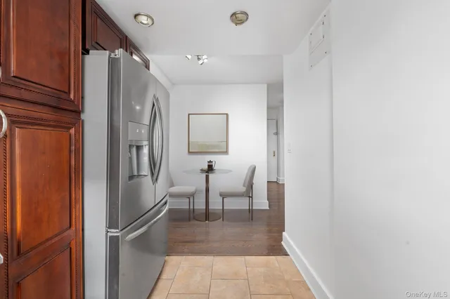 a view of a hallway with front door