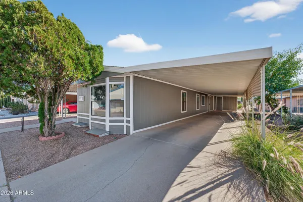 a view of a house with a patio