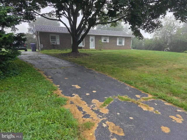 a backyard of a house with large trees