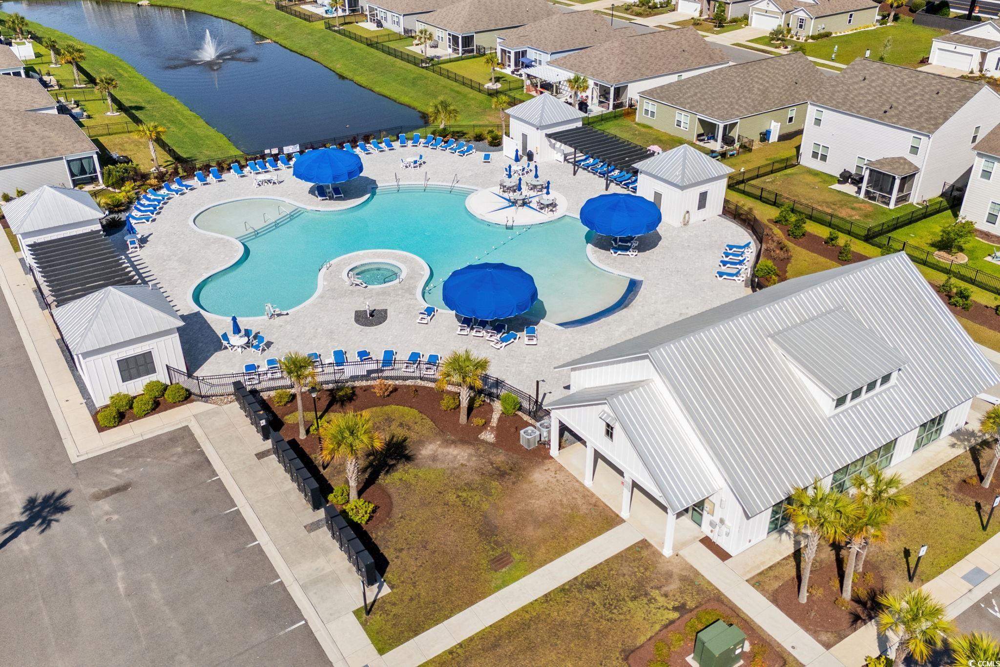 2631 Ophelia Way Myrtle Beach, SC 29577 - Photo 34 of 40 Aerial view of residential area with a pool and a nearby body of water