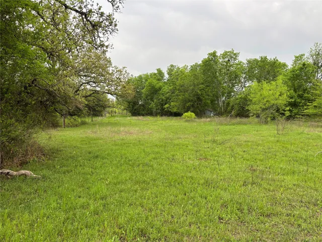 a view of outdoor space with green field and trees all around