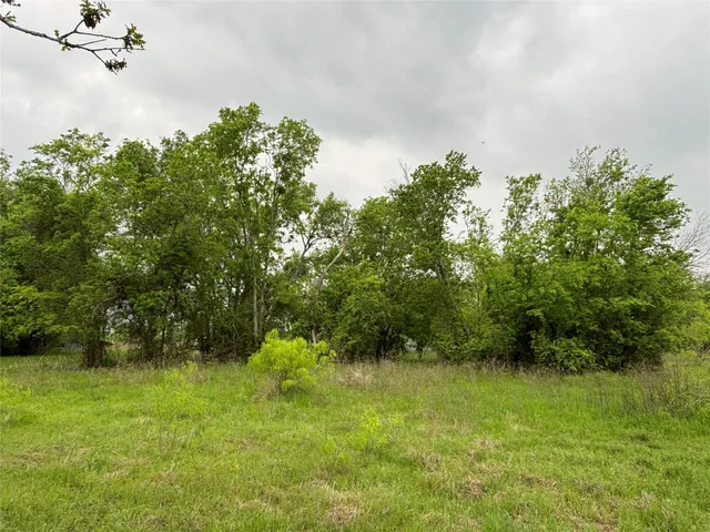 a view of a lake with a yard
