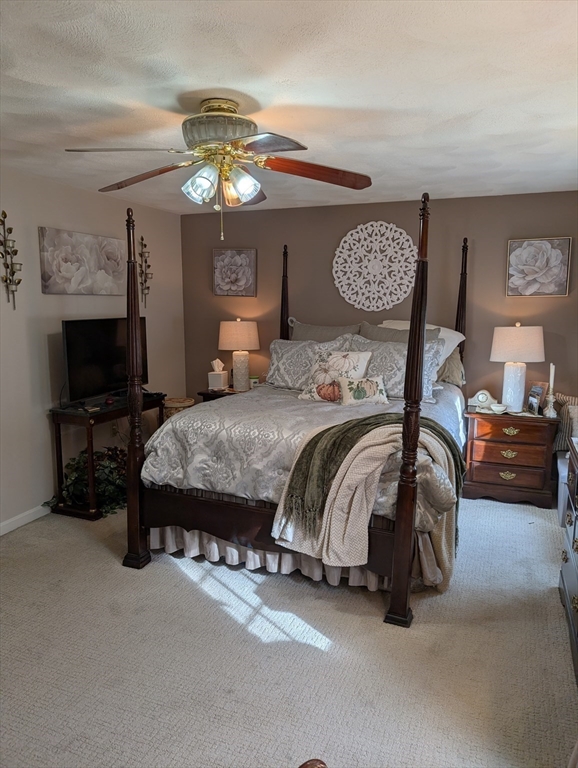 251 Wellman Avenue, Unit 251 Chelmsford, MA 01863 - Photo 17 of 42 a bedroom with a bed and a chandelier