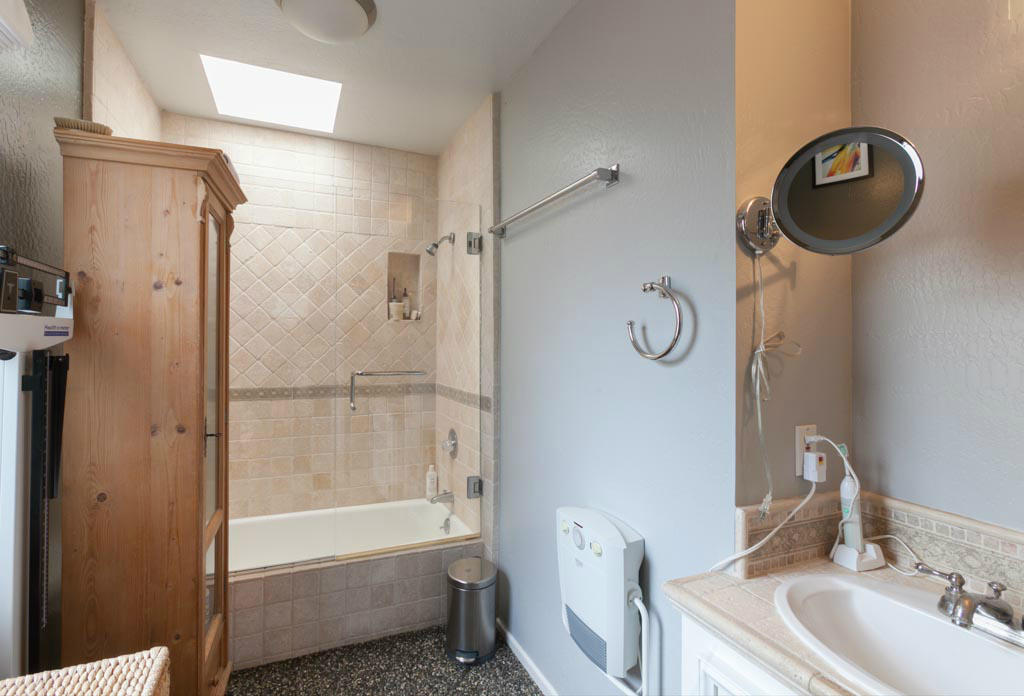 36 Canon View Road Santa Barbara, CA 93108 - Photo 6 of 20 a bathroom with a granite countertop sink mirror toilet and bathtub