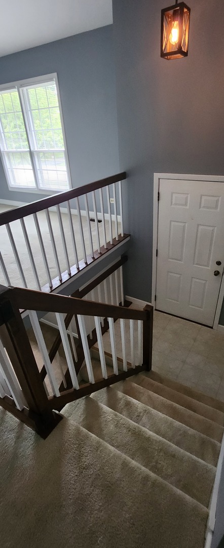 7306 West Mathews Drive Frankfort, IL 60423 - Photo 7 of 26 a view of staircase with white walls and a window