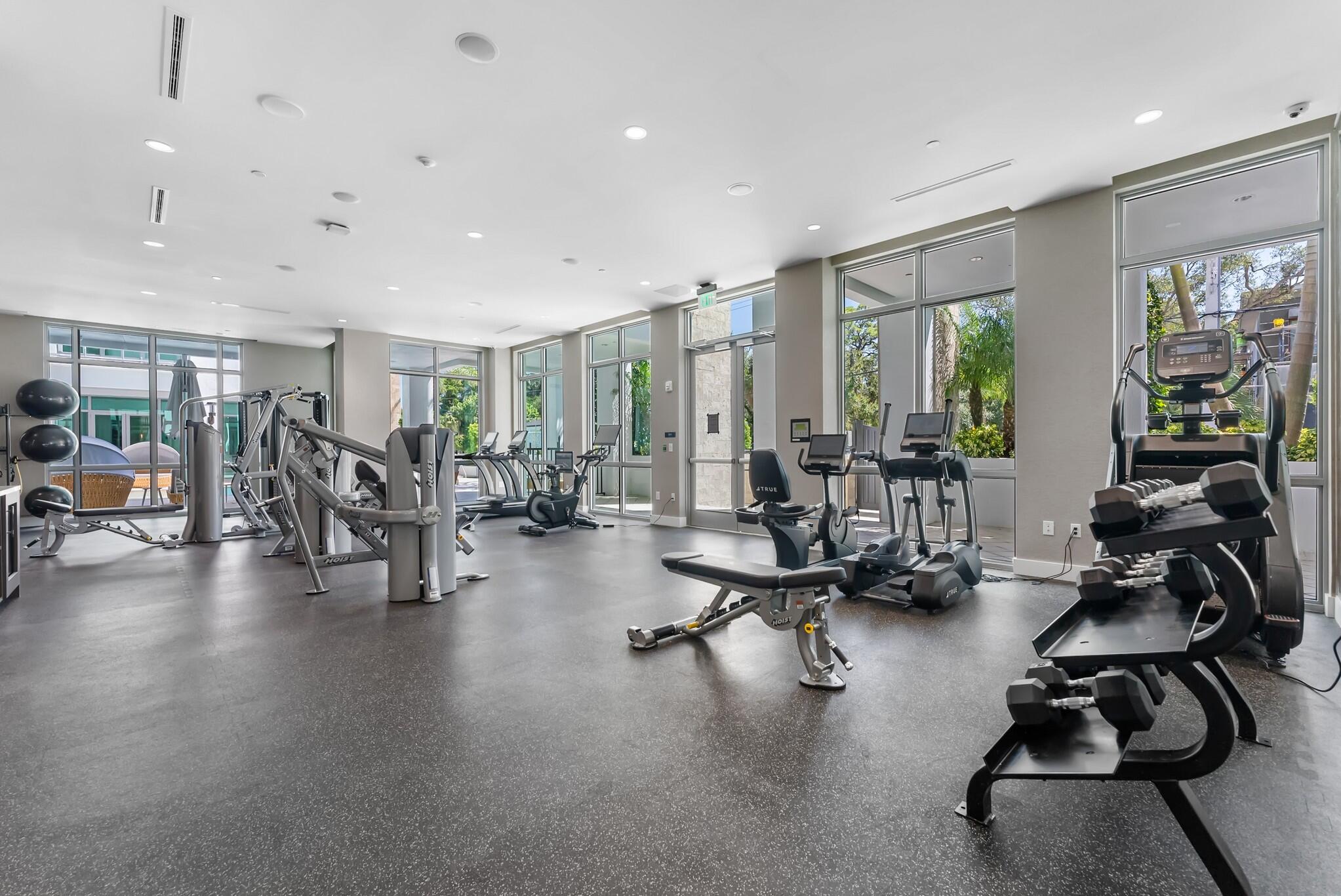 485 East Royal Palm Road, Unit 204 Boca Raton, FL 33432 - Photo 63 of 70 a view of a room with gym equipment and a large window